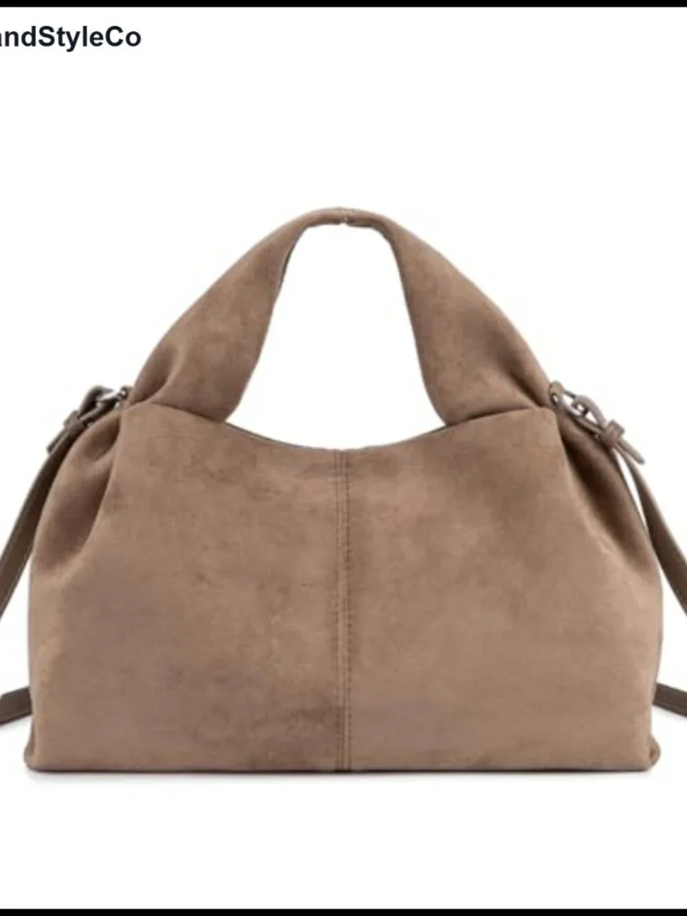 Faux Suede Hobo Bag Women Half Moon Shoulder Handbag Soft Vintage Purse Tote